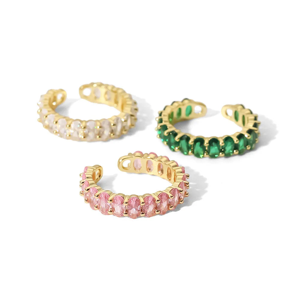 Colorful Copper CZ Oval Rings