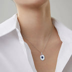 Sapphire Diamond Silver Necklace