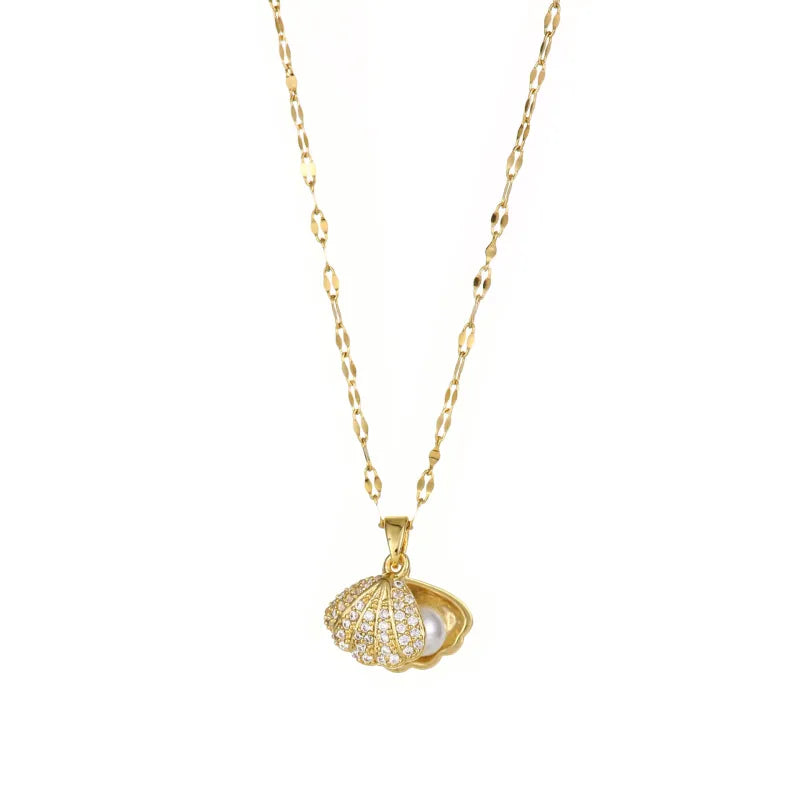 Shell Pearl Rhinestone Women’s Necklace