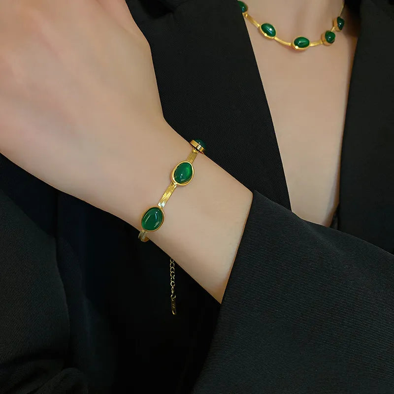 Green Stone Multilayer Necklace