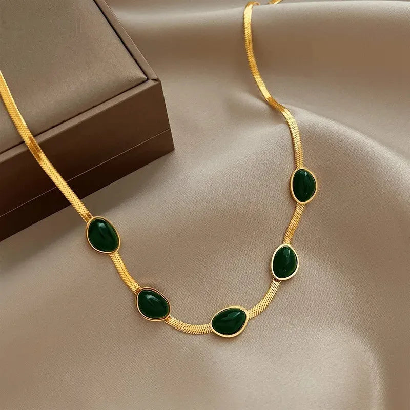 Green Stone Multilayer Necklace