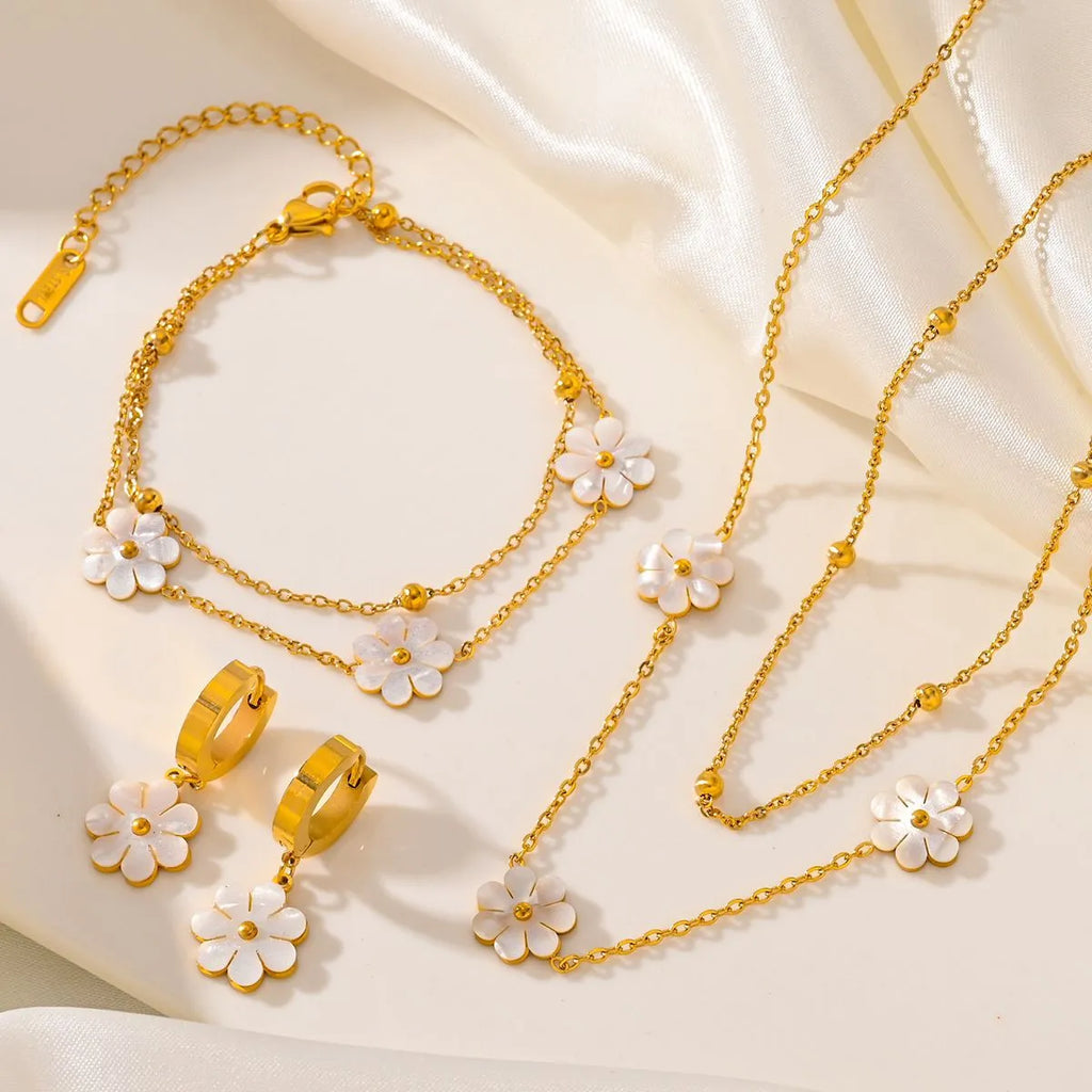 Stainless Steel Daisy Jewelry Set