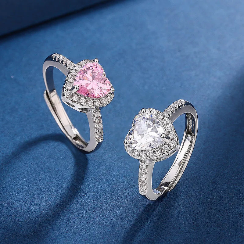 Zircon Peach Heart Love Ring