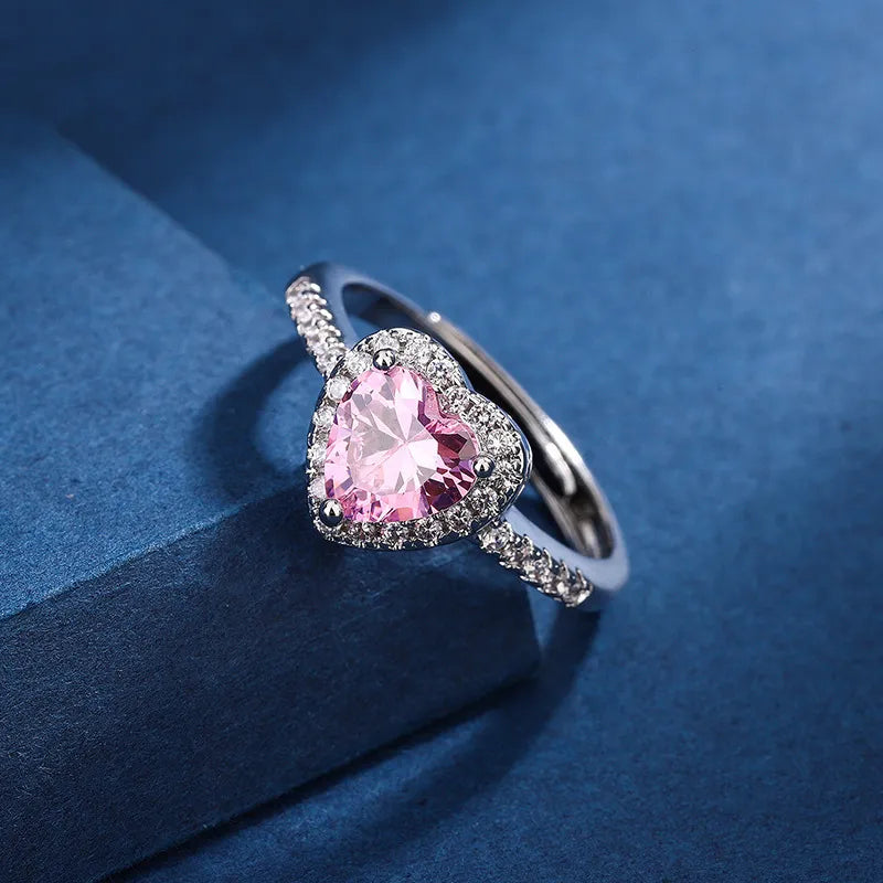 Zircon Peach Heart Love Ring