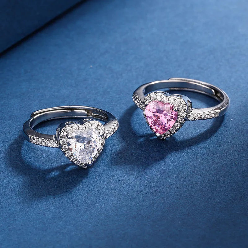 Zircon Peach Heart Love Ring