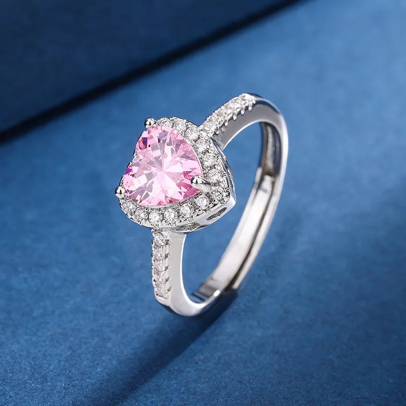 Zircon Peach Heart Love Ring