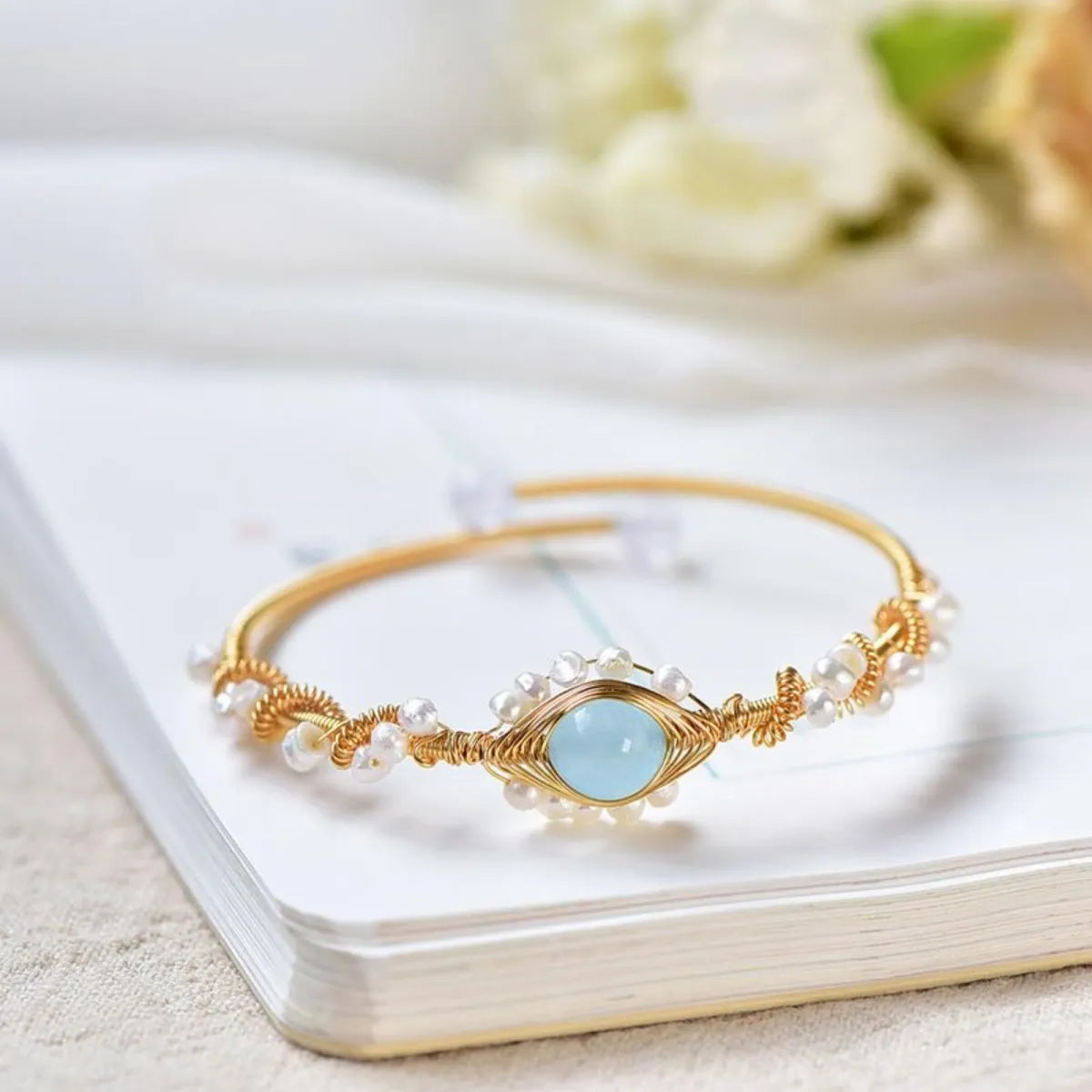 Gold Plated Pearl Cuff Bracelet