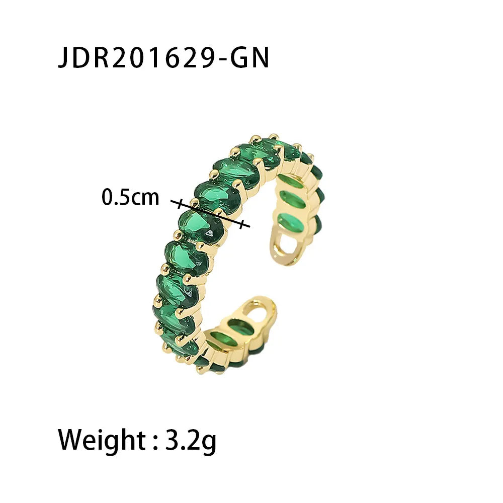Colorful Copper CZ Oval Rings