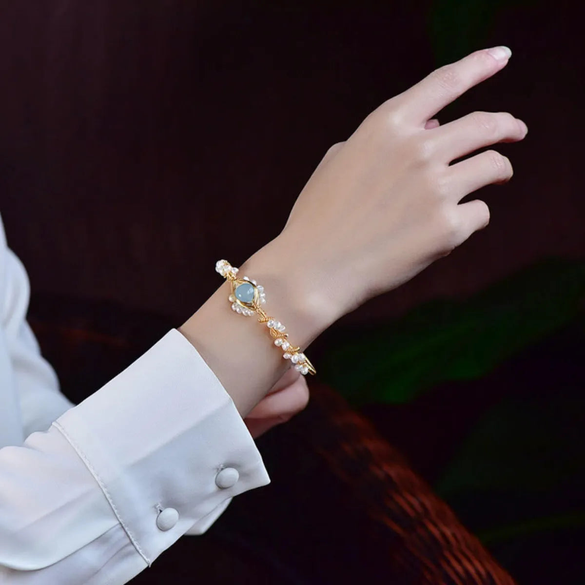 Gold Plated Pearl Cuff Bracelet
