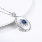 Sapphire Diamond Silver Necklace