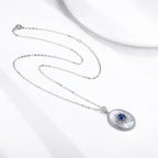 Sapphire Diamond Silver Necklace
