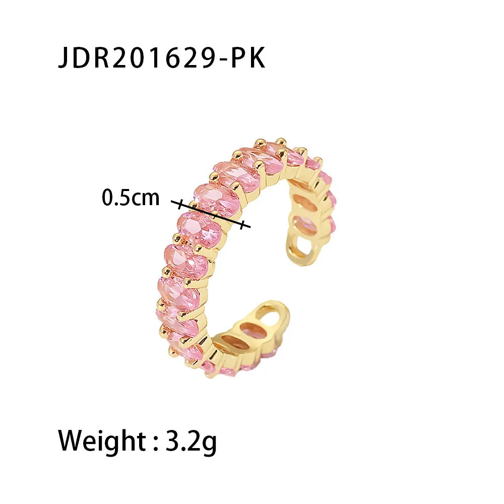 Colorful Copper CZ Oval Rings