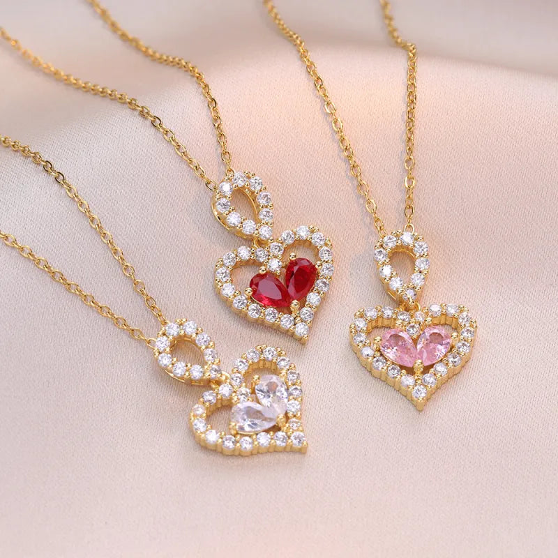 Rhinestone Crystal Heart Necklace