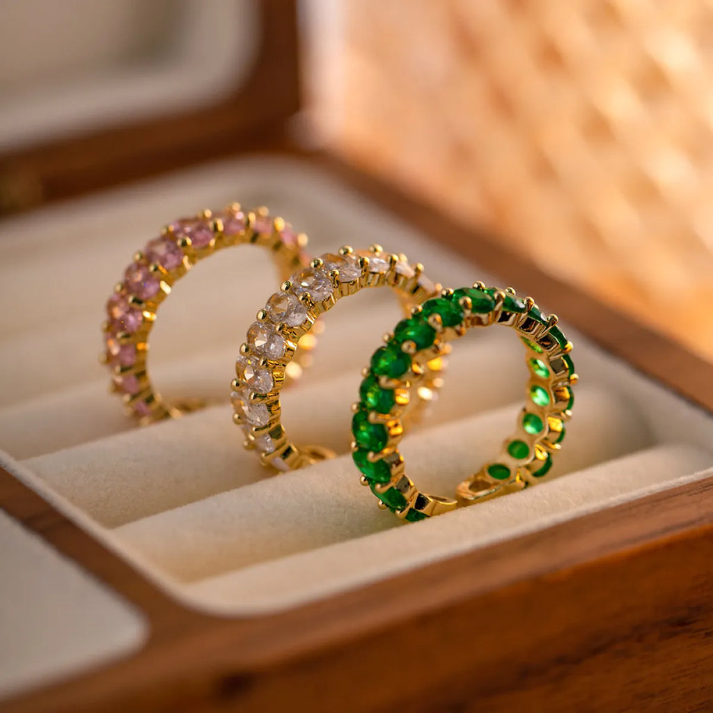 Colorful Copper CZ Oval Rings