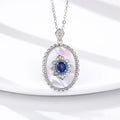 Sapphire Diamond Silver Necklace