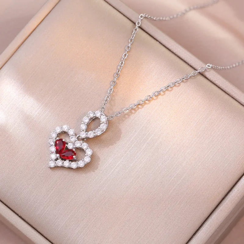 Rhinestone Crystal Heart Necklace