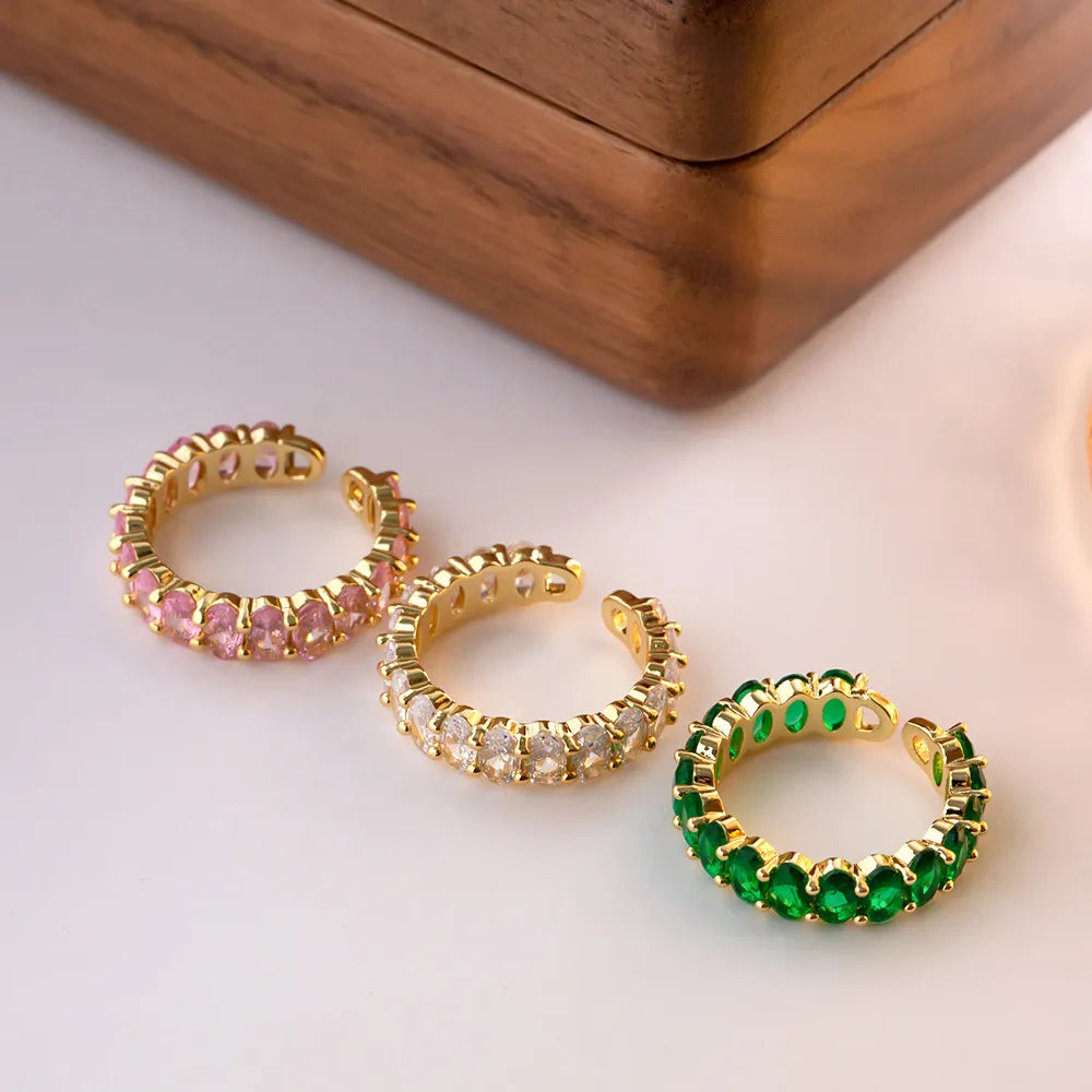 Colorful Copper CZ Oval Rings
