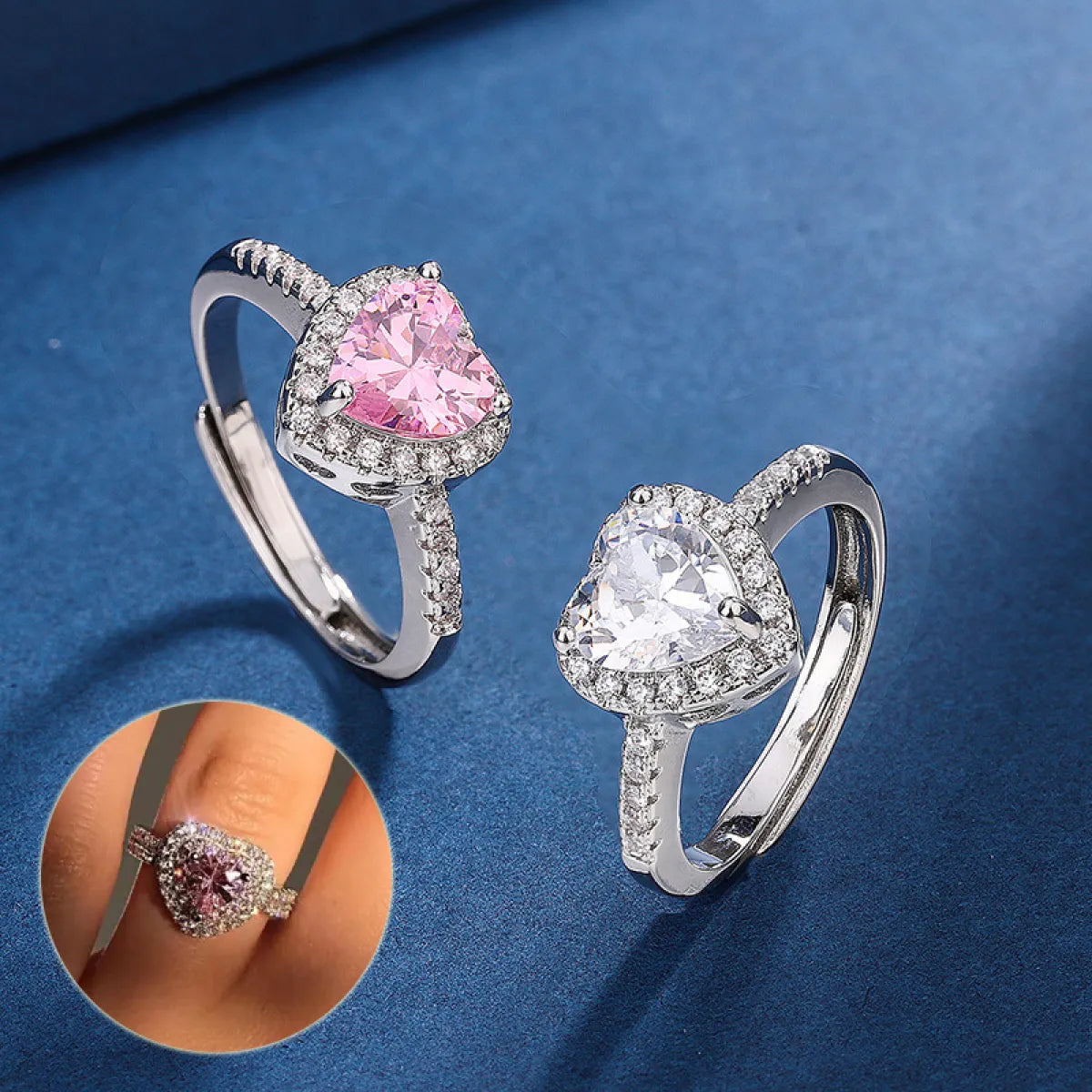 Zircon Peach Heart Love Ring