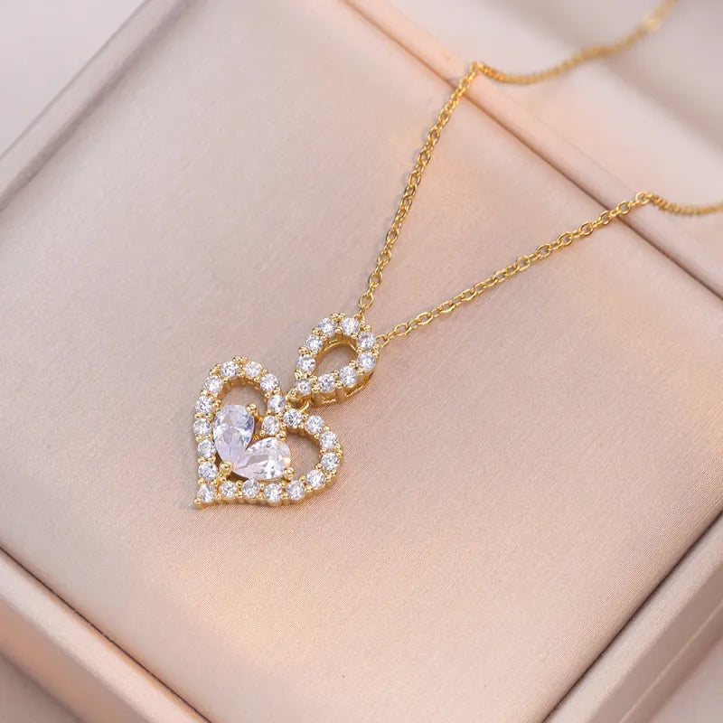Rhinestone Crystal Heart Necklace